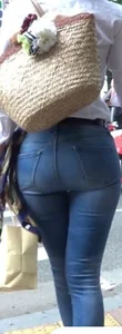 Girl with a big ass in tight jeans