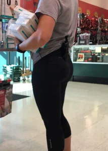 Dick's sexy employees in leggings with nice asses