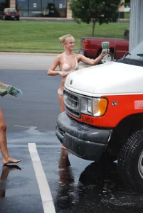 Various sexy girls at car washes in bikinis