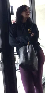 Nerdy Indian MILF purple leggings