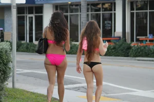 Sexy Florida beach bikini girls, some topless