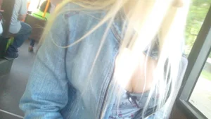 Public Bus Breast Closeup Creepshot - Hot Blonde