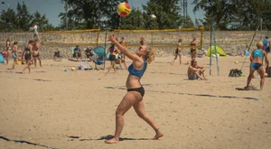 Beach volleyball babes in bikinis