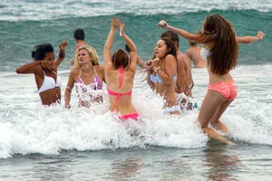 San Diego beach various sexy girls in bikinis
