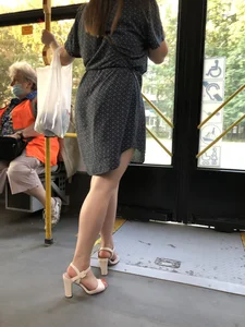 Hot Stocky Legs and Feet in Sandals on High Heels Bus Creepshots