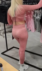 Fit Blonde in pink leggings (Slight VTL)