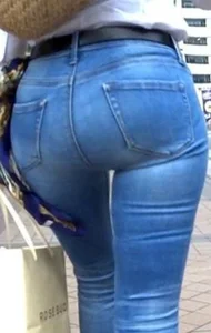 Girl with a big ass in tight jeans