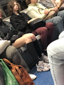Very cute subway candid teen wearing knee socks