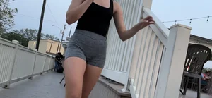 Could have watched all day. Skin tight grey shorts