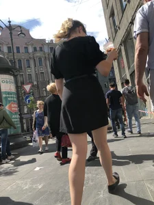 NIce candid girl wearing a skirt street closeups
