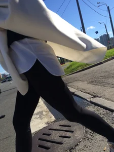 Blonde Girl With Fit Muscular Legs in Tight Black Jeans and Sneakers on a Crosswalk  - Street Creepshots Collection