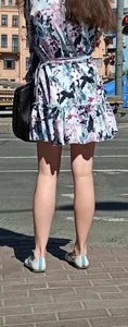 Girl in a Dress And Flats With Slim Legs Street Creepshots Collection