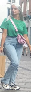 Blonde candid hottie wearing tight blue jeans, multiple closeups of her booty
