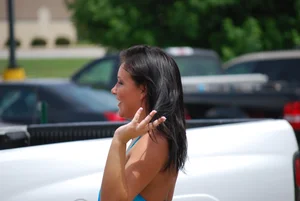 Various sexy girls at car washes in bikinis