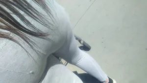College Latina in gray leggings