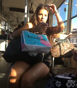 Candid Girl With Hot Legs Sitting in a Public Bus Creepshot