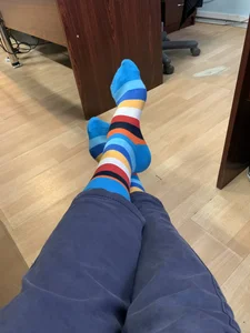 Girl’s Feet in Colorful Socks Selfie