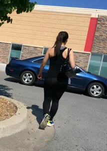 Big assed brunette in leggings at Target