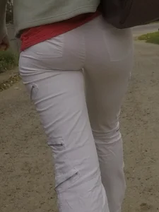 Lovely ass in white tight pants