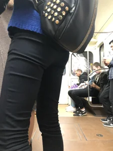 Skinny Ass and Legs in Tight Pants Subway Train Closeup Creepshot