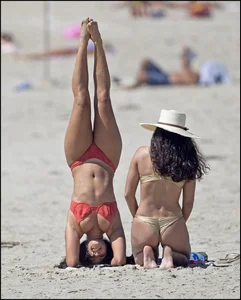 Sexy girls at the beach in thongs and bikinis with nice asses