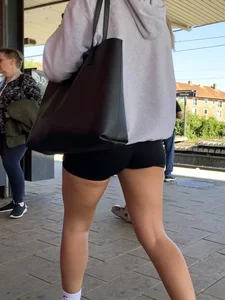 Spandex teen in train