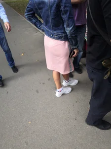 Girl in a Pink Skirt Street VPL Closeup Creepshot