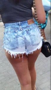 Nice ebony cheeks hanging out of short shorts