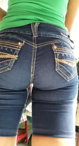 Big booty Latina in tight long denim shorts