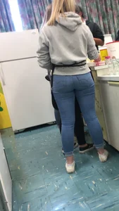 Chubby Candid Ass in Tight Blue Jeans Photo