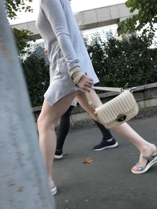 Girl in Mini Shorts Hot Skinny Legs Street Creepshot