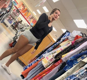 Insane Bubble on this Brunette in light grey biker shorts