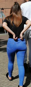 Girl in tight jeans with nice tight looking ass