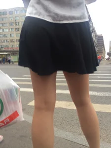 Short Skirt Hiked Up on a Windy Day Street Sexy Creepshot
