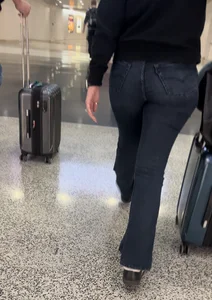 PAWG Hotwife in Tight Jeans Capped at Airport (OC + GIFS)
