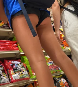 PETITE College Girl - Ass Cheeks, Slim Shorts, Tan Legs - INCREDIBLE