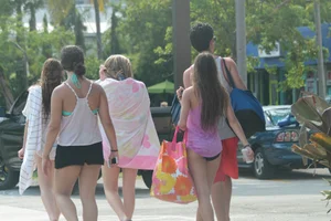 Sexy Florida beach bikini girls, some topless
