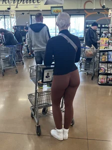 Return of the TIGHT Blue Leggings Blonde (This time in Burgandy)