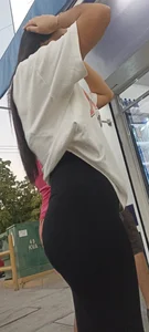 Latina Beautiful butt in tight black leggings [OC]