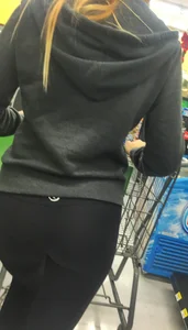 Sexy girl grocery shopping in skin tight leggings with great ass