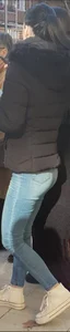 Pretty and slim in skinny blue jeans