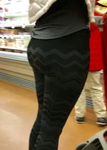 Target blonde milf shopping in patterned leggings with a nice booty