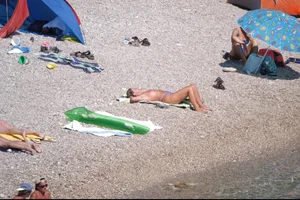 Nude girls on a beach in Hvar, Croatia