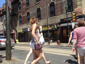 Philly girl with a nice ass in white shorts with vpl
