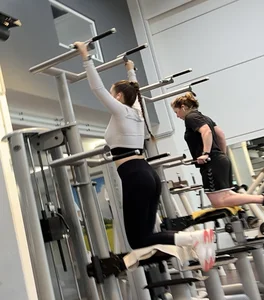 (Pt. 2) Very Hot GYM Girl with Huge Tits and big Ass looking into Camera