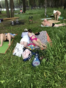 Girls in Swimsuits at a Nature Park Photo Gallery