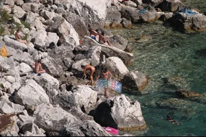 Nude girls on a beach in Hvar, Croatia