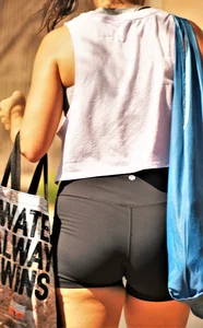 Fat ass in spandex shorts