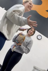 Two fit girls with leggings