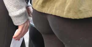 Sexy tight ass in see thru tights with exposure